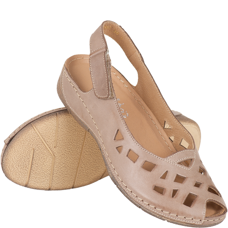 Skórzane sandały damskie ażurowe Syrena SH 4027 beżowe