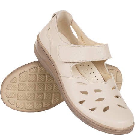 Syrena SH 4043 ecru - półbuty skórzane damskie na wiosnę