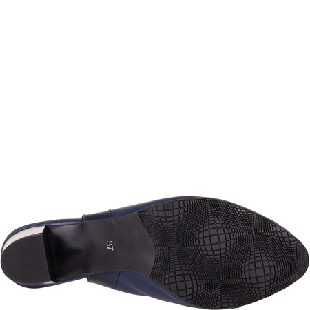 Czółenka damskie skórzane Wielbut 543 granatowe na słupku