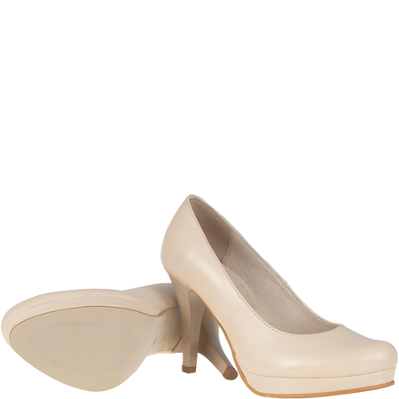 Czółenka na obcasie beżowe skórzane Syrena SWB 154