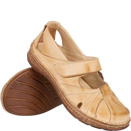 Przewiewne półbuty na rzepy Syrena SST 1705/A beżowe