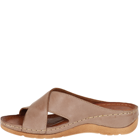 Klapki damskie skórzane Syrena SST 869 cappuccino