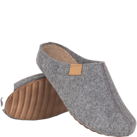 Kapcie damskie Syrena SH 104 szare z wkładką skórzaną