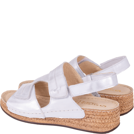 Sandały skórzane damskie marki Syrena SST 993 biało-srebrne