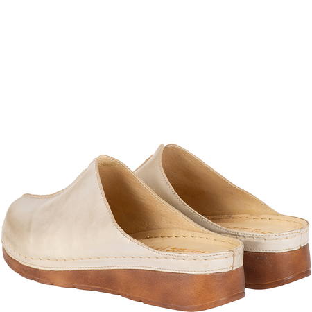 Klapki damskie skóra naturalna Syrena SST 922 beżowo-złote