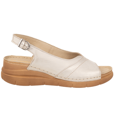 Sandały skórzane damskie marki Syrena SST 983 beżowo-złote