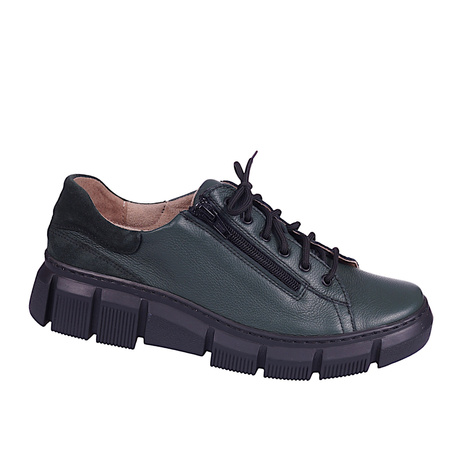 Półbuty skórzane damskie Wasak 0663 zielony + nubuk