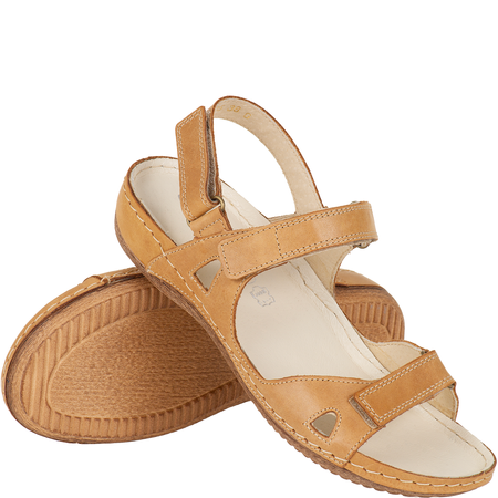 Sandały damskie skórzane Syrena Comfort SH 205 jasny brąz