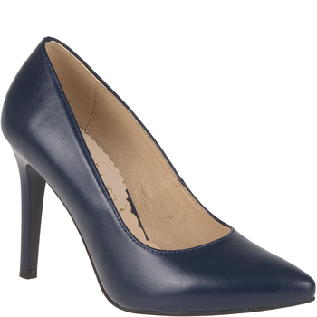 Czółenka, szpilki skórzane damskie Syrena SWB 012 granat