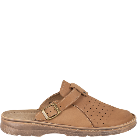 Klapki męskie Syrena SH 812 beżowe skóra naturalna