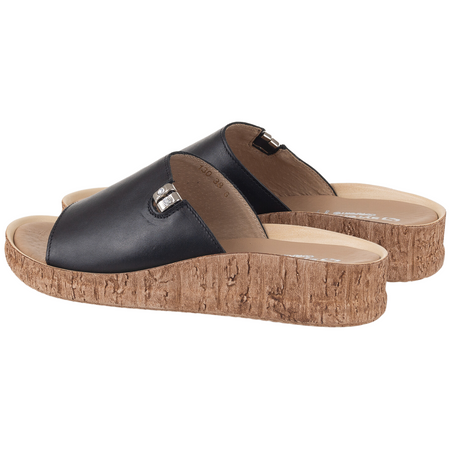 Klapki damskie Syrena Comfort SH 130 czarne | skóra naturalna