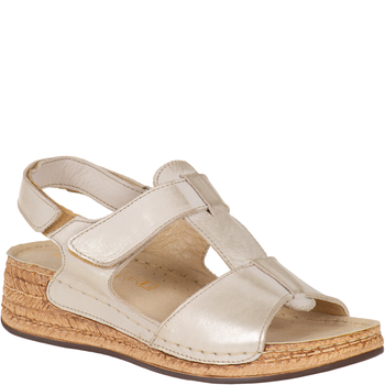 Sandały Syrena SST 995 beżowo-złote - skórzane, na rzep