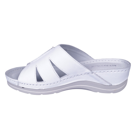 Klasyczne klapki skórzane damskie SYRENA SH 22265 białe