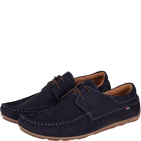 Mokasyny męskie Syrena SI 361A-483 granat, skóra zamszowa