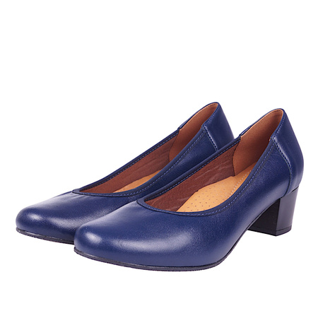 Klasyczne czółenka damskie skórzane marki Wielbut 027 granatowe