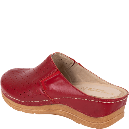 Syrena SWB 562 czerwone klapki skórzane na koturnie