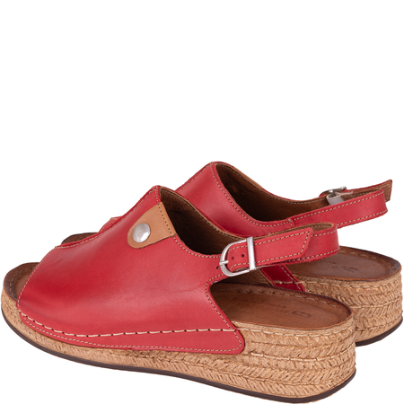 Skórzane sandały damskie marki Syrena SST 987 czerwone