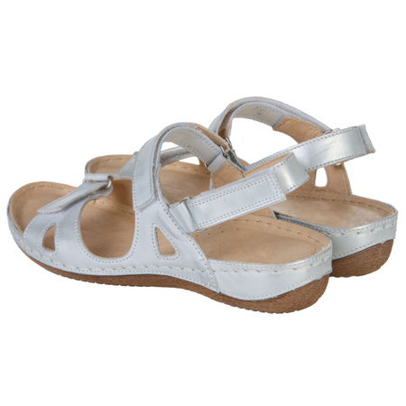 Komfortowe sandały damskie skórzane Syrena SST 866 białe