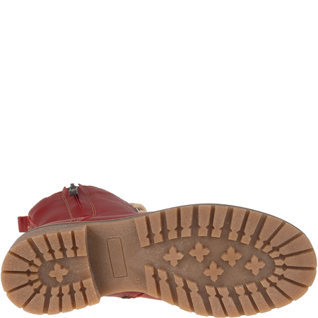 Modne botki damskie Syrena SST 4038 - czerwone, skórzane