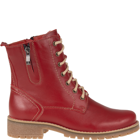 Modne botki damskie Syrena SST 4038 - czerwone, skórzane