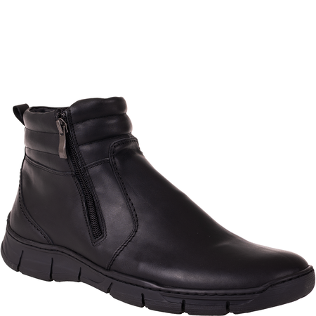 Trzewiki męskie Syrena SI 015A-459 czarne - skóra naturalna, ocieplane, na zamek