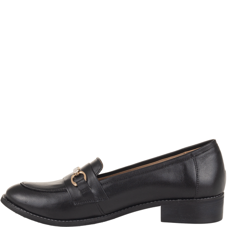 Mokasyny damskie Syrena SE P-287 czarne, skóra, obcas 3 cm