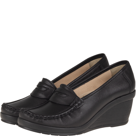 Półbuty na koturnie skórzane Syrena SST 1593/50 czarne