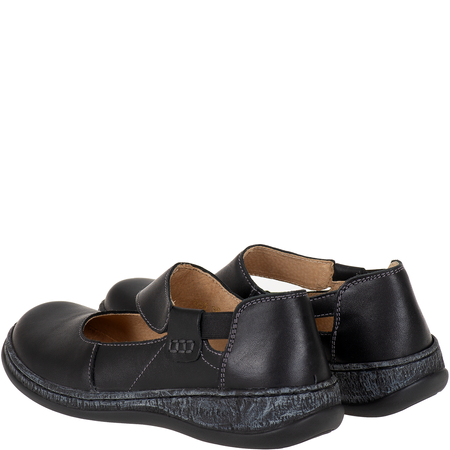 Syrena SH 655 czarne - półbuty skórzane z rzepami i gumą