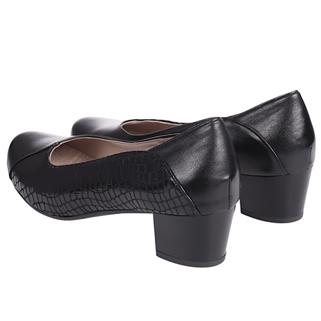 Czółenka damskie skórzane na słupku Syrena SE 7121 czarne