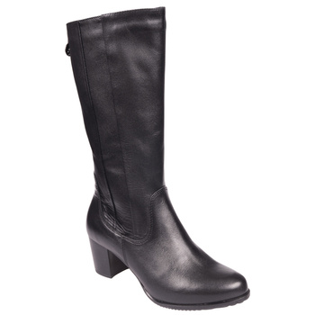Skórzane kozaki damskie na obcasie Syrena K-267 czarne