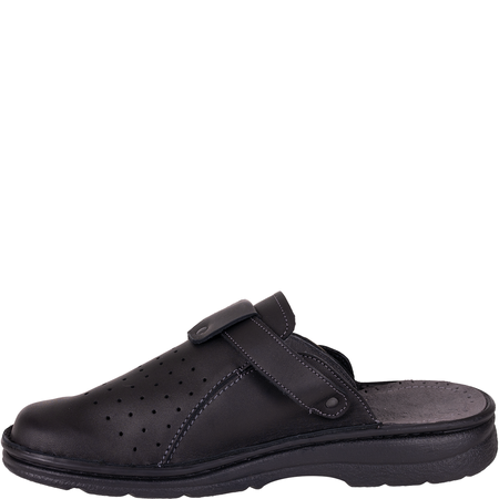 Klapki męskie Syrena SH 812 czarne skóra naturalna