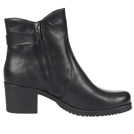 Czarne botki damskie skórzane na obcasie - Syrena SE 632