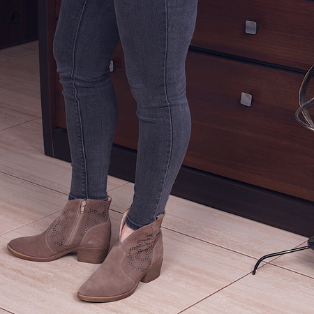 Kowbojki damskie zamszowe skóra naturalna Syrena SOP 612 ziemia