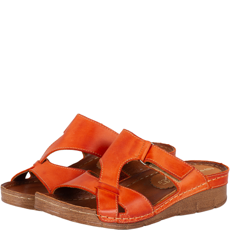 Klapki damskie skórzane Syrena SST 908/K pomarańczowe