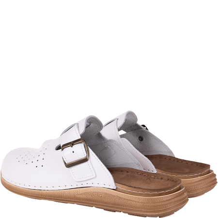 Białe klapki męskie Inblu VE0002KU skórzane sanitarne z klamrą