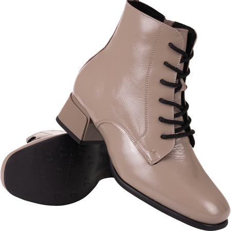 Botki damskie skórzane Syrena SPU B-287 naplak beż lakierowane