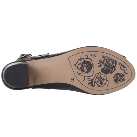 Sandały na obcasie Syrena SE 7140KT czarne - skóra licowa