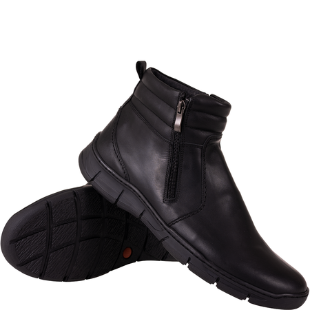 Trzewiki męskie Syrena SI 015A-459 czarne - skóra naturalna, ocieplane, na zamek