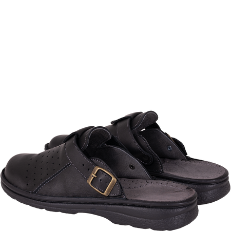 Klapki męskie Syrena SH 812 czarne skóra naturalna