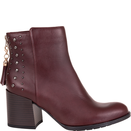 Modne botki damskie Syrena SLA 1111/66 bordowe - skóra licowa