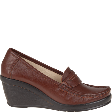 Półbuty na koturnie skórzane Syrena SST 1593/50 brązowe