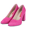  Czółenka damskie na grubym obcasie Syrena SEDA 329 fuksja zamsz