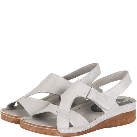 Skórzane sandały damskie Syrena SST 908 w kolorze szarym