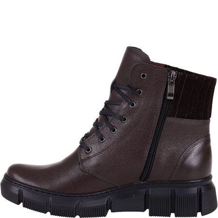 Botki damskie skórzane Syrena SWB K-242 brąz - płaski obcas