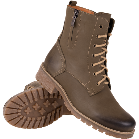 Komfortowe botki damskie skórzane Syrena SST 4038 oliwka