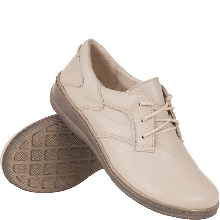 Komfortowe półbuty damskie skórzane Syrena SH 715-2 ecru