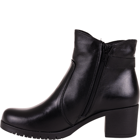 Czarne botki damskie skórzane na obcasie - Syrena SE 0632