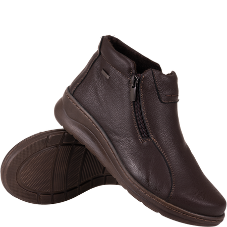 Botki damskie Syrena SH 786 brązowe skórzane wygodne tęgość H+