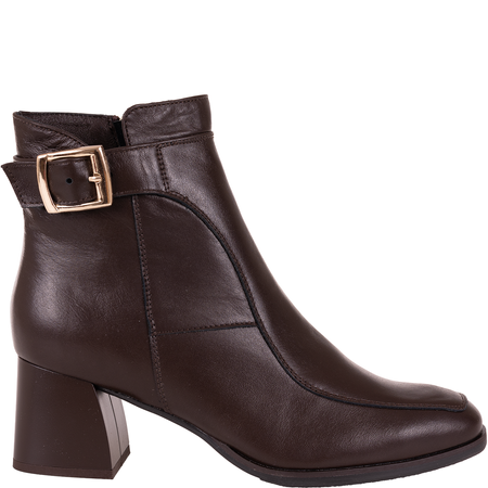 Skórzane botki na obcasie - Syrena SGO 1978 czekolada
