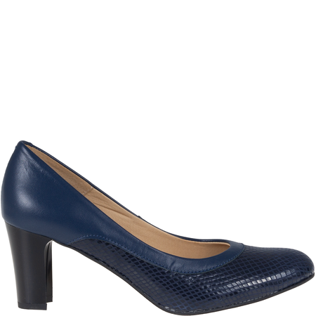 Czółenka na obcasie granatowe skórzane Syrena SWB 186